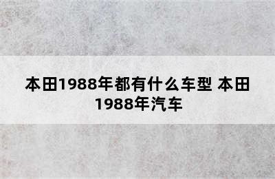 本田1988年都有什么车型 本田1988年汽车